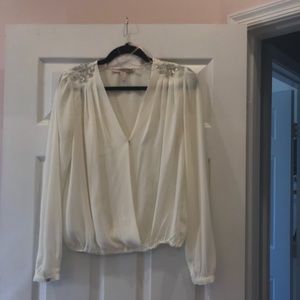 Embroidered surplice top